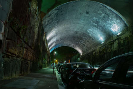 Night panoramic scene under the bridge from Sidney on february, 2018の写真素材