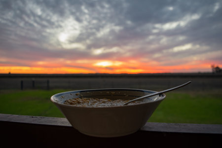 Panoramic sunset view from a farm in Australia