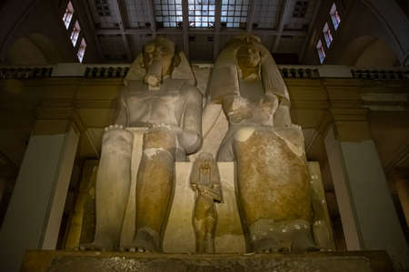 Architecture sarcophagus and sculpture from Egyptian Museum, Interior. El Cairo, Egypt 2018のeditorial素材