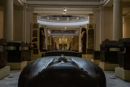 Architecture sarcophagus and sculpture from Egyptian Museum, Interior. El Cairo, Egypt 2018のeditorial素材