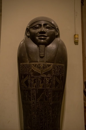 Architecture sarcophagus and sculpture from Egyptian Museum, Interior. El Cairo, Egypt 2018