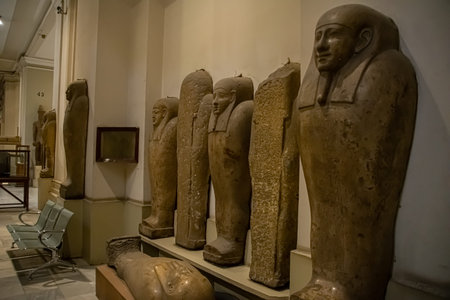 Architecture sarcophagus and sculpture from Egyptian Museum, Interior. El Cairo, Egypt 2018のeditorial素材