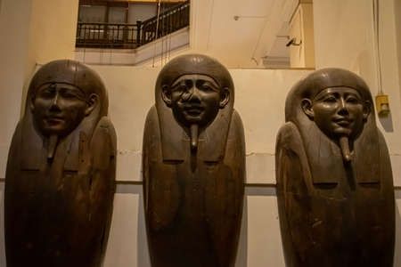 Architecture sarcophagus and sculpture from Egyptian Museum, Interior. El Cairo, Egypt 2018のeditorial素材