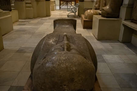 Architecture sarcophagus and sculpture from Egyptian Museum, Interior. El Cairo, Egypt 2018のeditorial素材