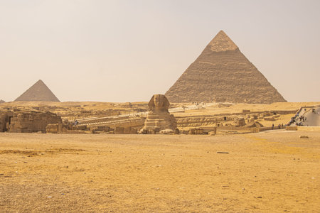 Panoramic view from Giza Desert, Architecture and historical place from Egypt, El Cairo 2018
