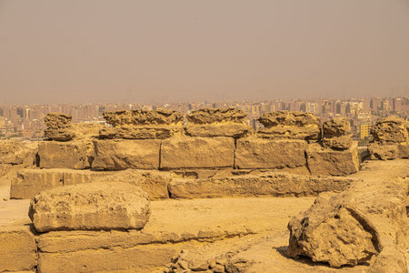 Panoramic view from Giza Desert, Architecture and historical place from Egypt, El Cairo 2018の写真素材