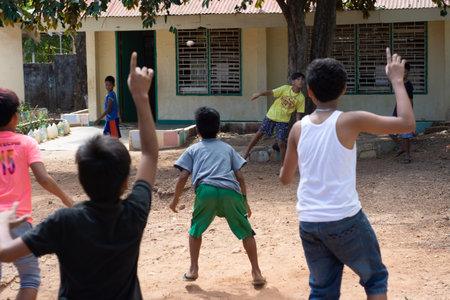 Group of childrens enjoying playtime at shcool in Palawan, Port Barton, Philippines, 2019のeditorial素材