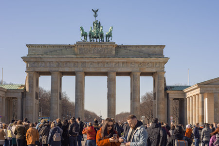 Panoramic street photo, scene from Berlin, Germany 2019