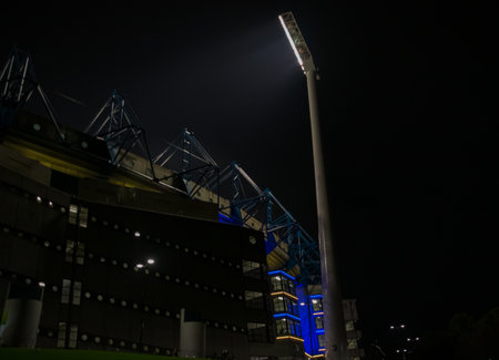 Night scene and Melbourne stadium architecture from Australia, Melbourne 2018のeditorial素材