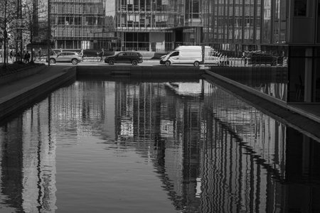 LIFE STYLE SCENE, REFLECTION ON CANAL, COPENHAGUE, DENMARK, MARCH 2019のeditorial素材