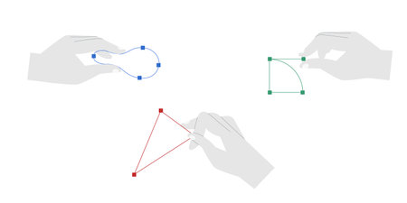 The image captures a minimalistic illustration of two hands subtly manipulating an unseen object through delicate strings. The absence of a visible puppet creates an open-ended intのイラスト素材
