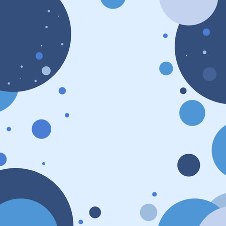 This abstract digital artwork depicts bubbles of various sizes floating in shades of blue, with a light blue gradient background.のイラスト素材