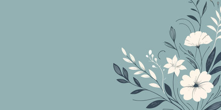 It showcases an extremely minimalist plant scene, with various plant silhouettes set against a soft green background.のイラスト素材