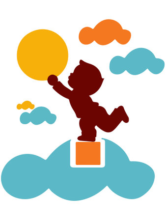 This vivid illustration captures the essence of a child's world full of wonder and discovery.のイラスト素材