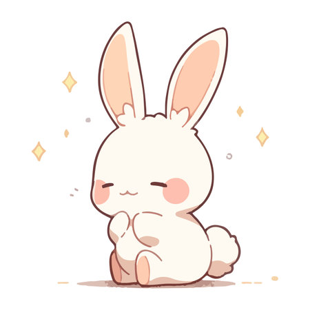 A cute and charming illustration of a cartoon bunny.のイラスト素材