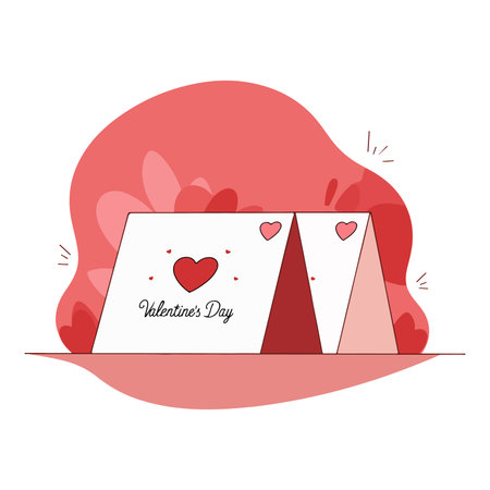 A minimalist illustration of a Valentine's Day card with hearts and a soft pink background, perfect for expressing love and affection.のイラスト素材