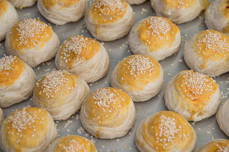 Piae are traditional Thailand confections that are often served with tea and coffeeの写真素材