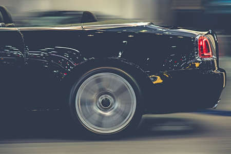 soft focus, sport car running at high speed on road ,Vintage sports carの写真素材