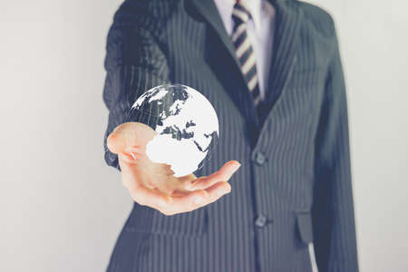 Businessman using global internet connection application technology and digital marketing, financial , big data analytics.の写真素材