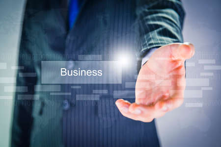 Businessman using global internet connection application technology and digital marketing, financial , big data analytics.の写真素材