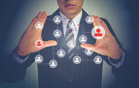 Businessman using global internet connection application technology and digital marketing, financial , big data analytics.の写真素材