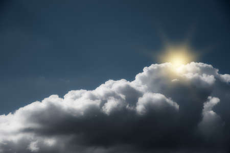 Blue sky background with tiny cloudsの写真素材