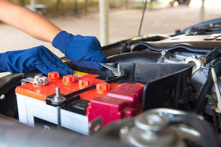 Maintenance car battery by your salfの写真素材