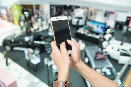 Woman apply mobile phone ,businesswomanの写真素材