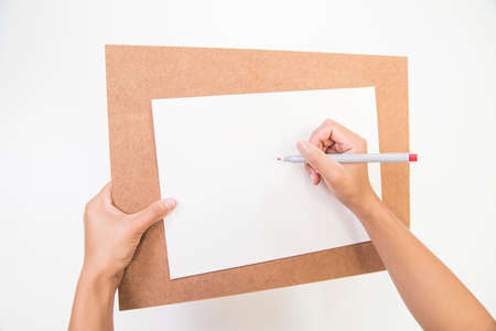 hand write font on wall ,concept educationの写真素材