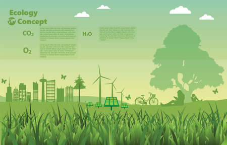 The green nature. Environmentally friendly world and ecology concept. preple reading book under the treeのイラスト素材