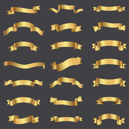 Golden ribbons collection. illustrationのイラスト素材
