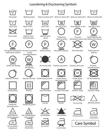 Icon set of laundry symbolsのイラスト素材