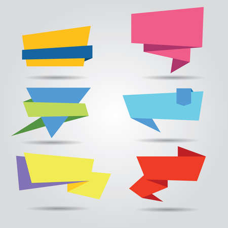 set of origami paper banners.のイラスト素材