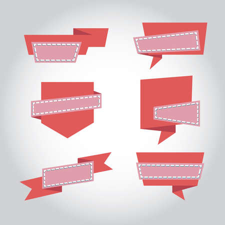 set of origami paper banners. pink bannerのイラスト素材