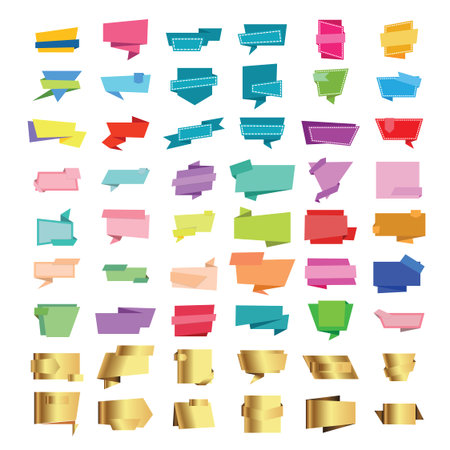 set of origami paper banners.のイラスト素材