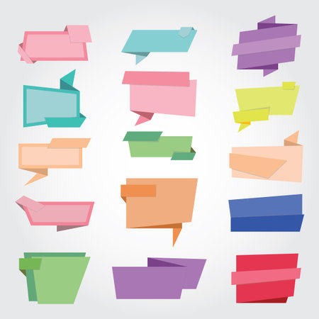 set of origami paper banners.のイラスト素材