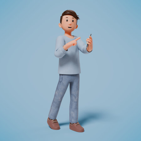 3d character pointing at things and making lots of interesting gesturesの写真素材