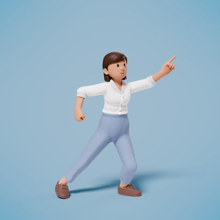 3d character pointing at things and making lots of interesting gesturesの写真素材