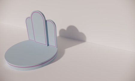 Pastel Blue 3D Podium Display with Copy Spaceの写真素材
