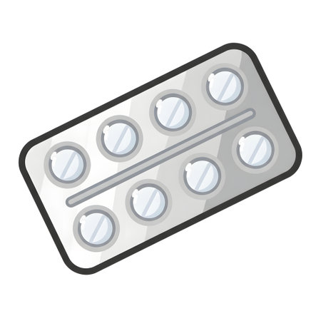 Simple and Bold Icon of a Blister Pack isolated on plain white background.のイラスト素材