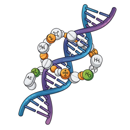 DNA Helix and Pills for Genetic Medicine Concept isolated on plain white background.のイラスト素材