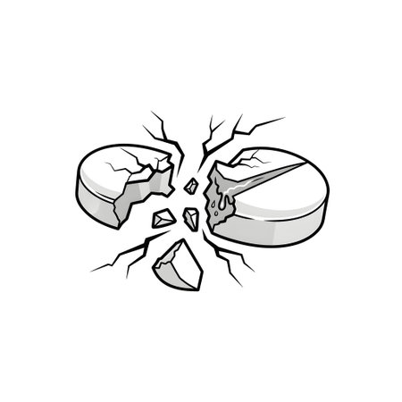 Conceptual Illustration of a Broken Pill isolated on plain white background.のイラスト素材