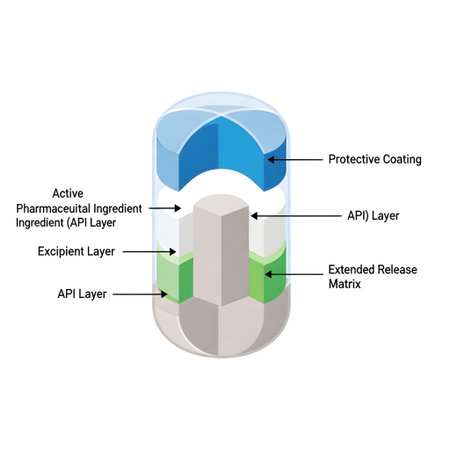 Flat Design Cross-Section of a Multi-Layered Tablet isolated on plain white background.のイラスト素材