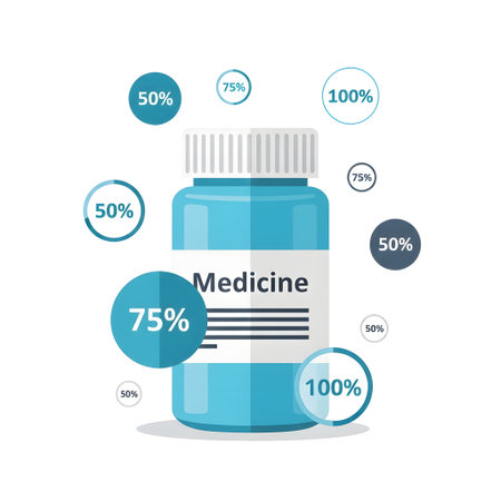 Medicine Bottle Infographic for Dosage Statistics isolated on plain white background.のイラスト素材