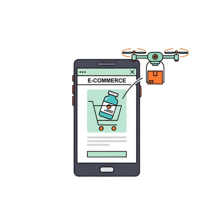 Online Pharmacy and Medicine Delivery Concept isolated on plain white background.のイラスト素材