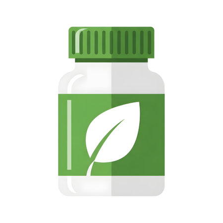 Flat Icon of a Bottle for Herbal Medicine isolated on plain white background.のイラスト素材