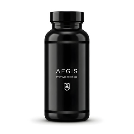 Sleek and Modern Black Supplement Bottle Design isolated on plain white background.のイラスト素材