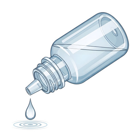 Vector Bottle of Eye Drops with a Falling Droplet isolated on plain white background.のイラスト素材