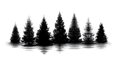 Digital Glitch Effect Christmas Tree Silhouette Modern Set isolated on plain white background.のイラスト素材