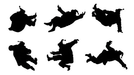 Comical Santa Claus Falling and Recovering Sequence isolated on plain white background.のイラスト素材